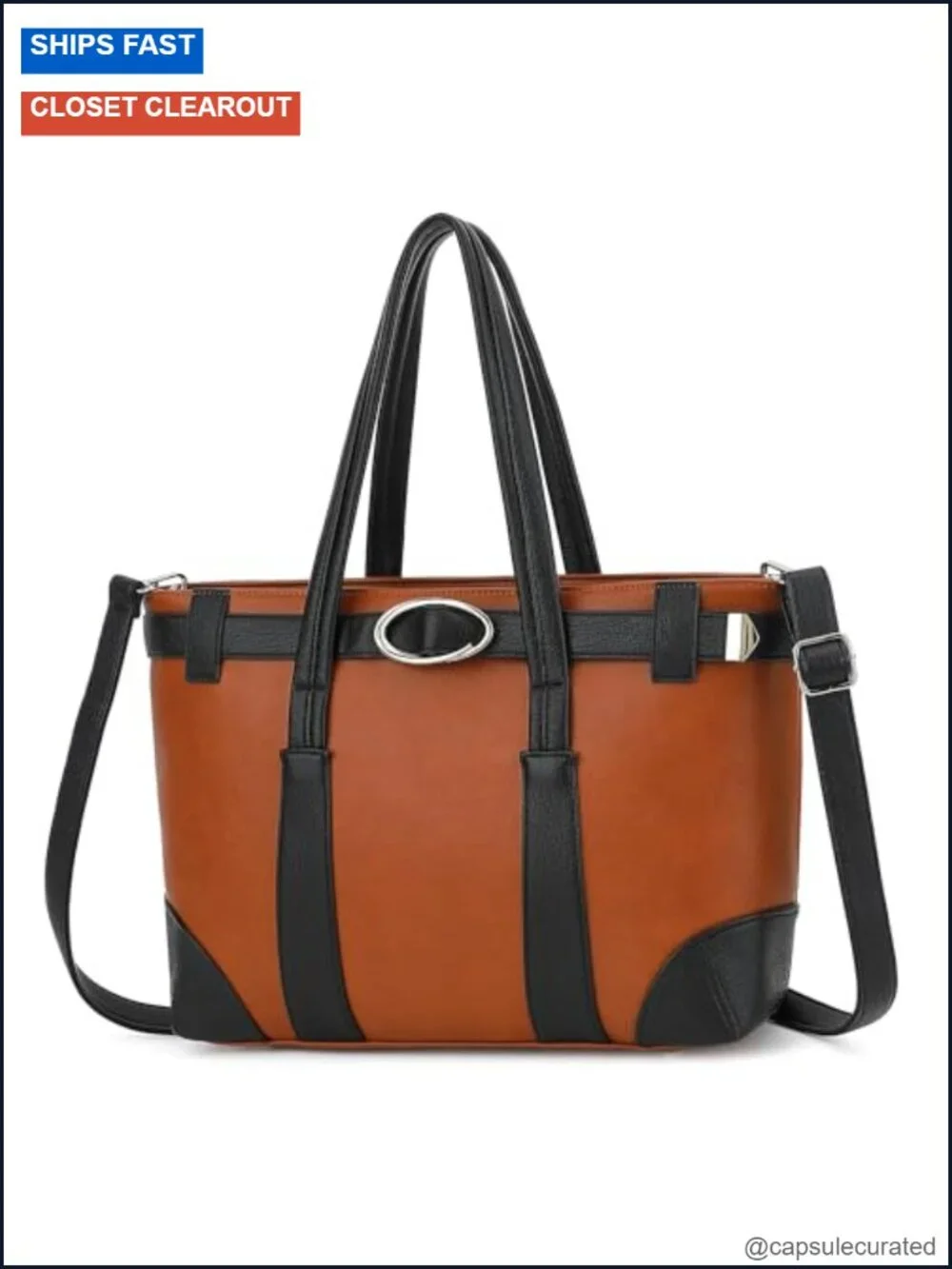 Large Vegan Leather Satchel Handbag for Women Detachable Shoulder Strap Tote